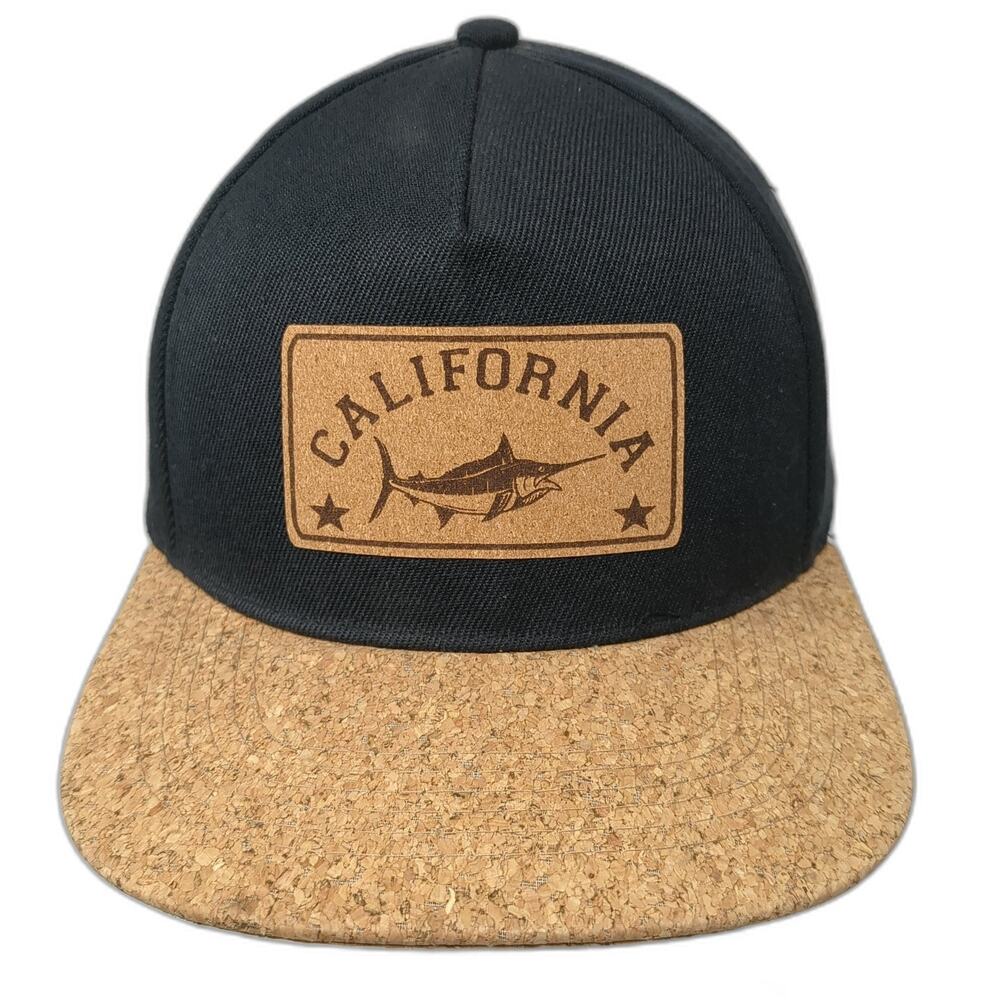 California Patch Snapback Hat Black One Size Flat Brim San Diego Cork Hat